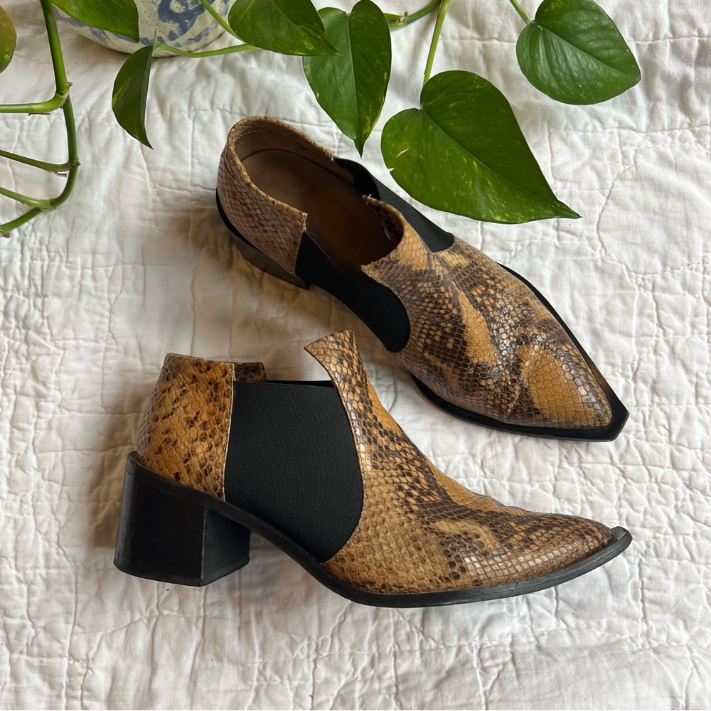 LAX Snake Embossed Leather Ankle Booties